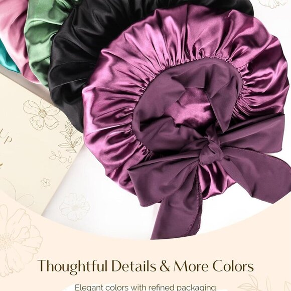 Adjustable Satin Hair Bonnet Unisex Double Layer Sleep Cap for Curly Hair